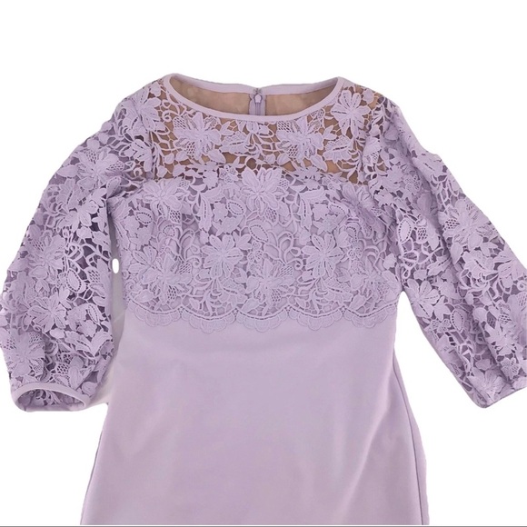 Lauren Ralph Lauren Light Purple Floral Lace 3/4 Sleeve Sheath Dress Size 4 - Picture 3 of 15